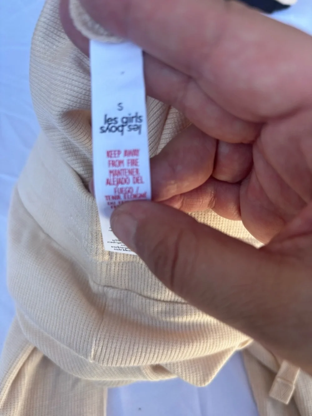 Les Girls Les Boys Fine Ribbed Pants Lounge Cream - Picture 9 of 10